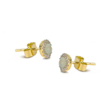 ARETES CON CALCEDONIA VERDE Y DIAMANTES LABGROWN COLECCIÓN RESPLANDOR